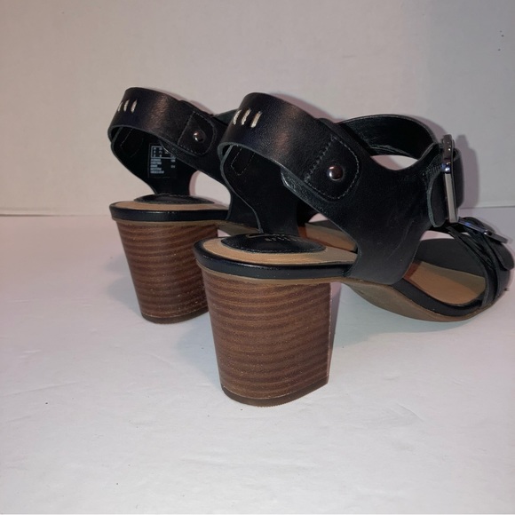 CLARKS Open Toe Strap 7.5M Sandals Block Heels - Picture 5 of 10